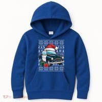Xmas Style Ugly Santa Hat Police Car Christmas Gift Kids Hoodie thumb 0
