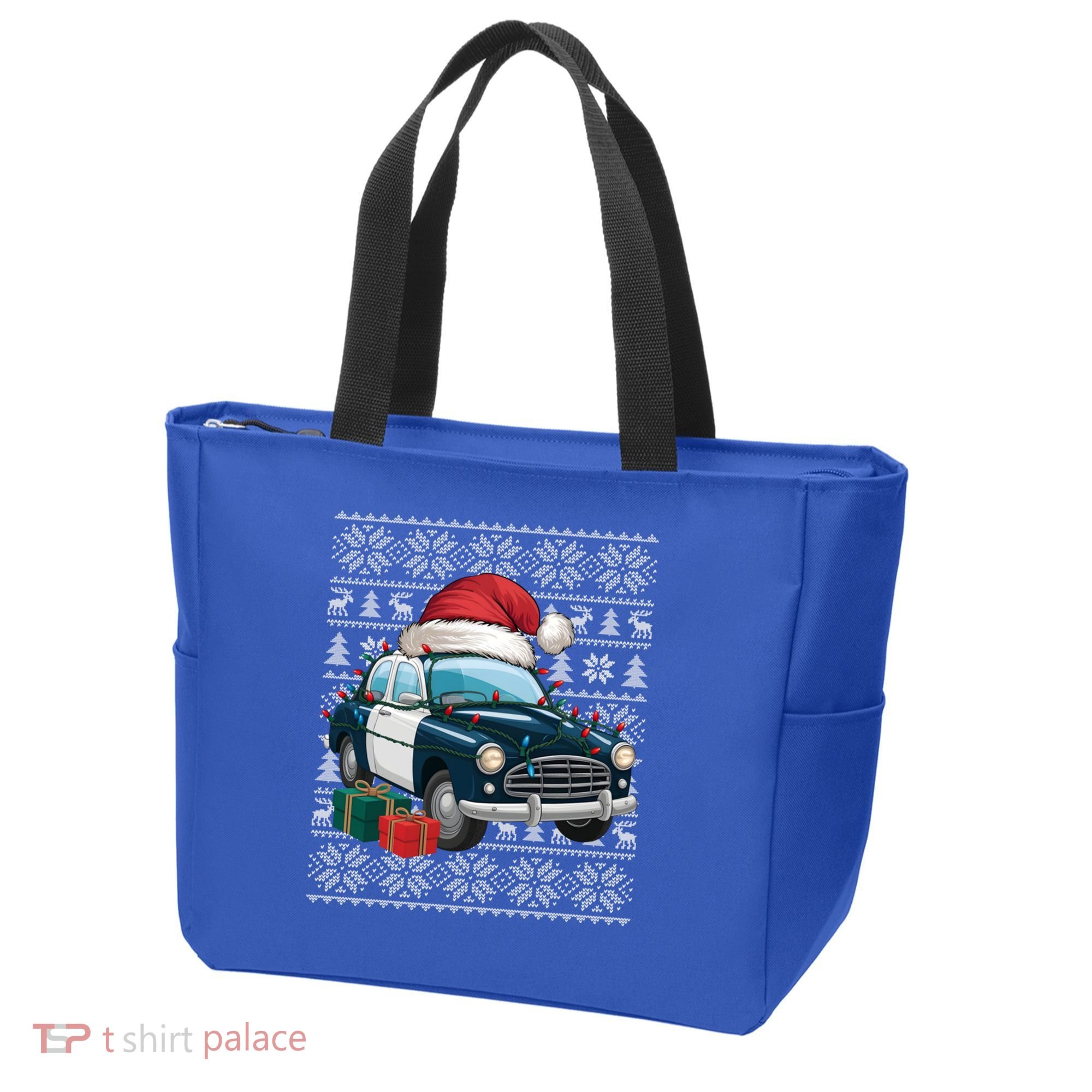 Xmas Style Ugly Santa Hat Police Car Christmas Gift Tote Bag