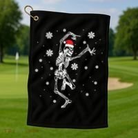 Xmas Tree Christmas Lights Christmas Skeleton Dancing Meaningful Gift Golf Towel thumb 1