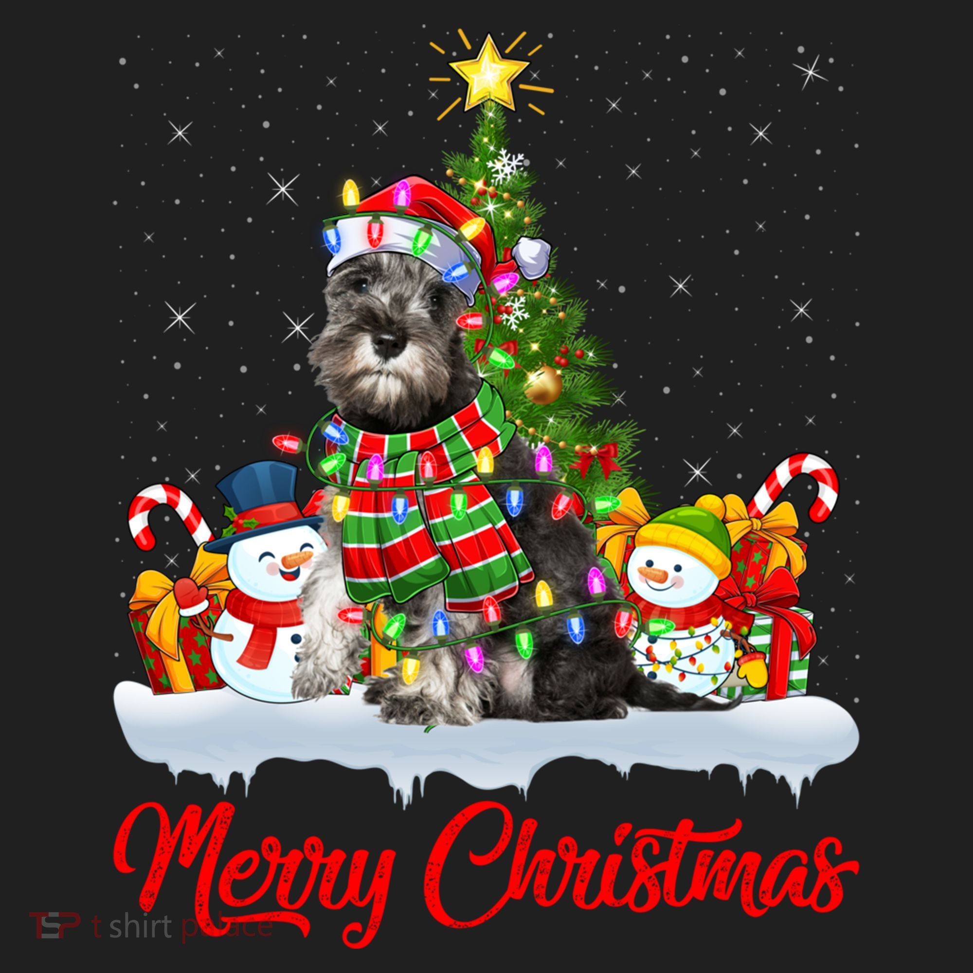 Xmas Tree Lighting Santa Miniature Schnauzer Dog Christmas Gift Women's Sweatshirt