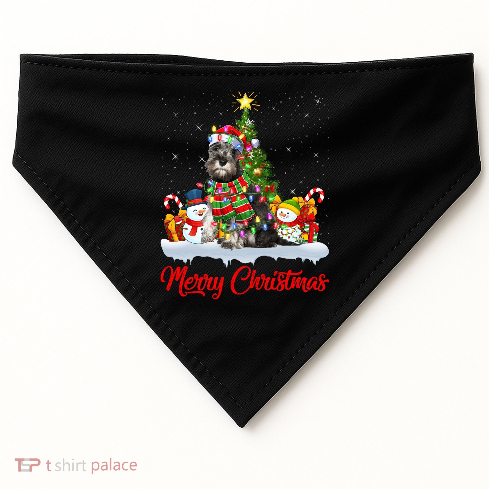 Xmas Tree Lighting Santa Miniature Schnauzer Dog Christmas Gift USA-Made Doggie Bandana