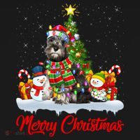 Xmas Tree Lighting Santa Miniature Schnauzer Dog Christmas Gift USA-Made Doggie Bandana thumb 2