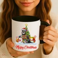 Xmas Tree Lighting Santa Miniature Schnauzer Dog Christmas Gift Coffee Mug thumb 3