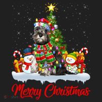 Xmas Tree Lighting Santa Miniature Schnauzer Dog Christmas Gift Beanie thumb 2