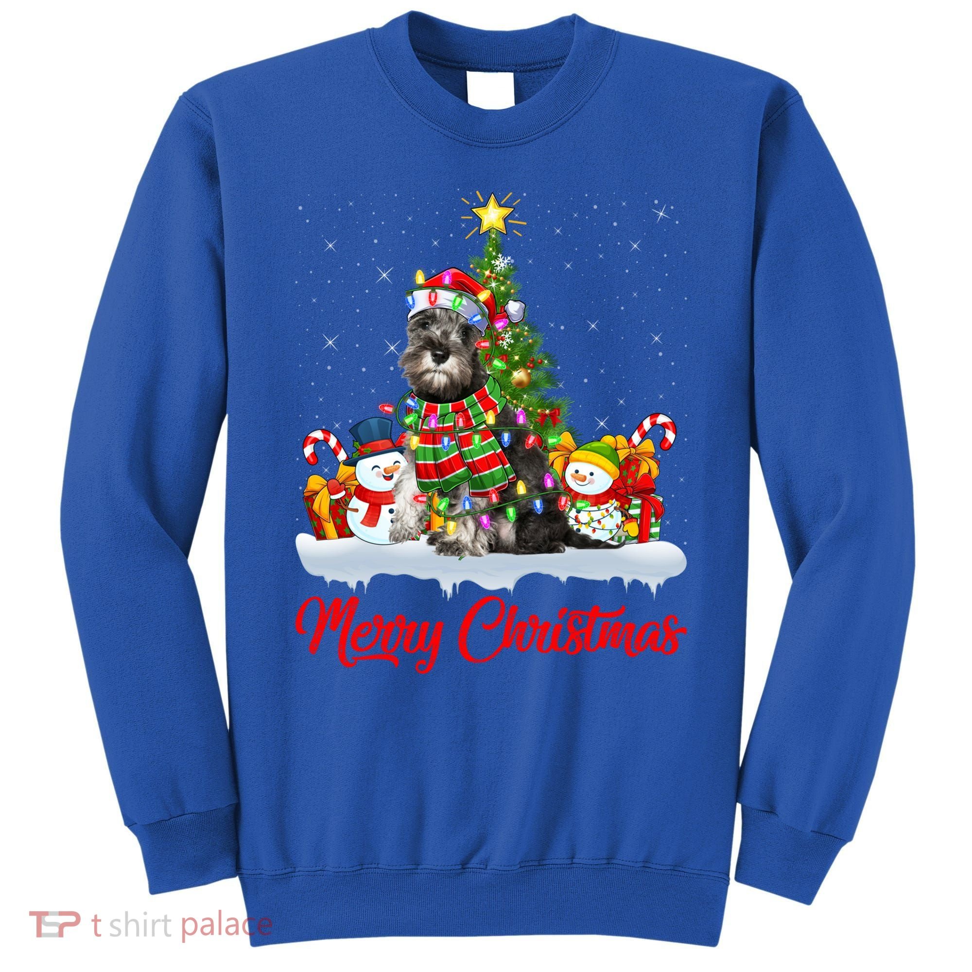 Xmas Tree Lighting Santa Miniature Schnauzer Dog Christmas Gift Sweatshirt