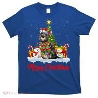 Xmas Tree Lighting Santa Miniature Schnauzer Dog Christmas Gift T-Shirt thumb 0