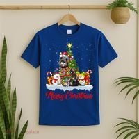 Xmas Tree Lighting Santa Miniature Schnauzer Dog Christmas Gift T-Shirt thumb 2