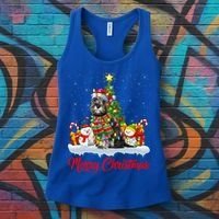 Xmas Tree Lighting Santa Miniature Schnauzer Dog Christmas Gift Women's Tank Top thumb 3