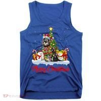 Xmas Tree Lighting Santa Miniature Schnauzer Dog Christmas Gift Tank Top thumb 0