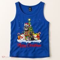 Xmas Tree Lighting Santa Miniature Schnauzer Dog Christmas Gift Tank Top thumb 2