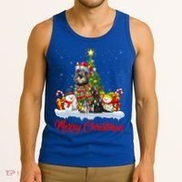 Xmas Tree Lighting Santa Miniature Schnauzer Dog Christmas Gift Tank Top thumb 3