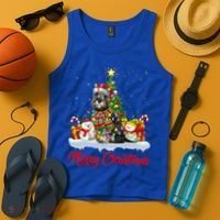Xmas Tree Lighting Santa Miniature Schnauzer Dog Christmas Gift Tank Top thumb 4