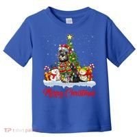 Xmas Tree Lighting Santa Miniature Schnauzer Dog Christmas Gift Toddler T-Shirt thumb 0