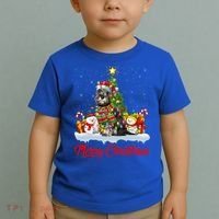 Xmas Tree Lighting Santa Miniature Schnauzer Dog Christmas Gift Toddler T-Shirt thumb 2