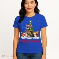Xmas Tree Lighting Santa Miniature Schnauzer Dog Christmas Gift Women's T-Shirt thumb 4