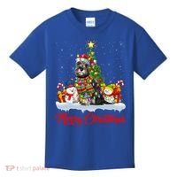 Xmas Tree Lighting Santa Miniature Schnauzer Dog Christmas Gift Kids T-Shirt thumb 0