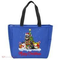 Xmas Tree Lighting Santa Miniature Schnauzer Dog Christmas Gift Tote Bag thumb 0