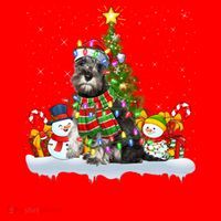 Xmas Tree Lighting Santa Miniature Schnauzer Dog Christmas Gift Santa Hat thumb 1
