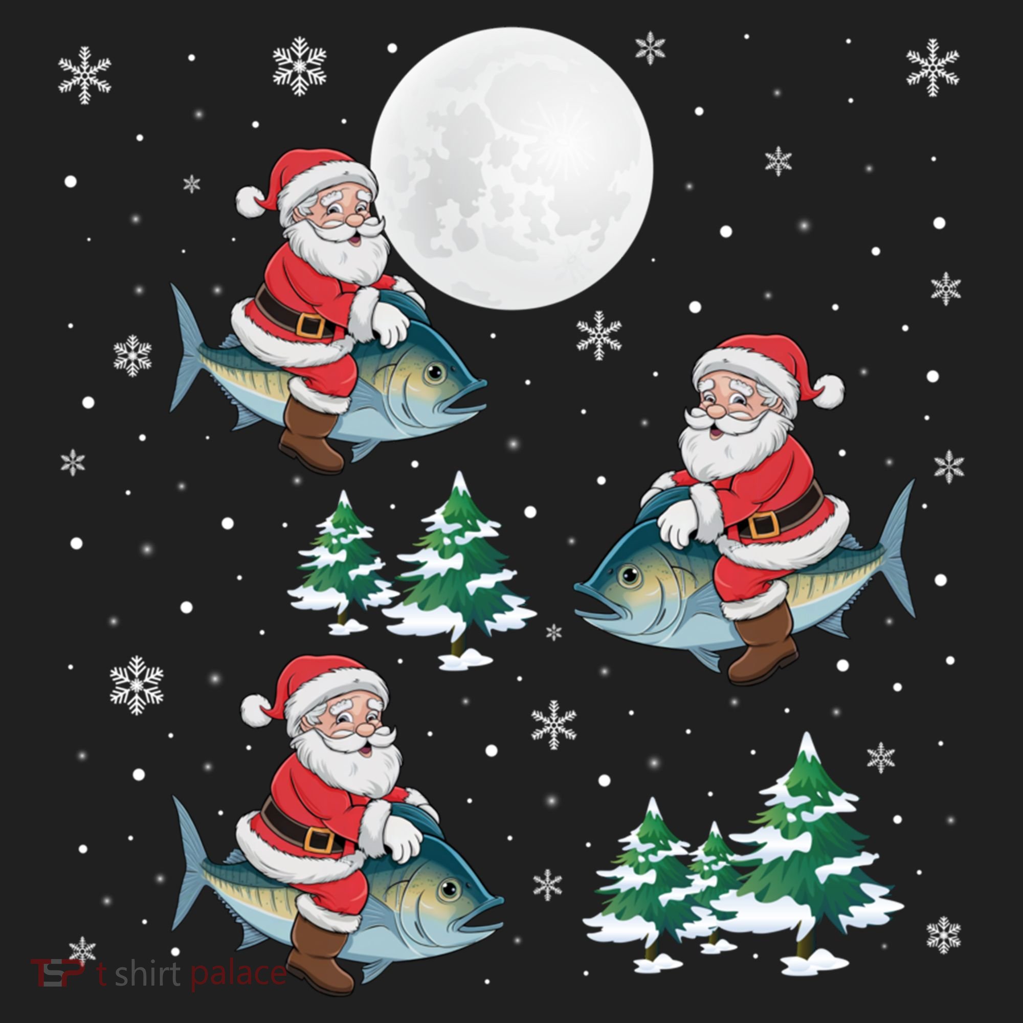 Xmas Tree Santa Riding Mahi Mahi Fish Funny Christmas Great Gift Women's Sweatshirt