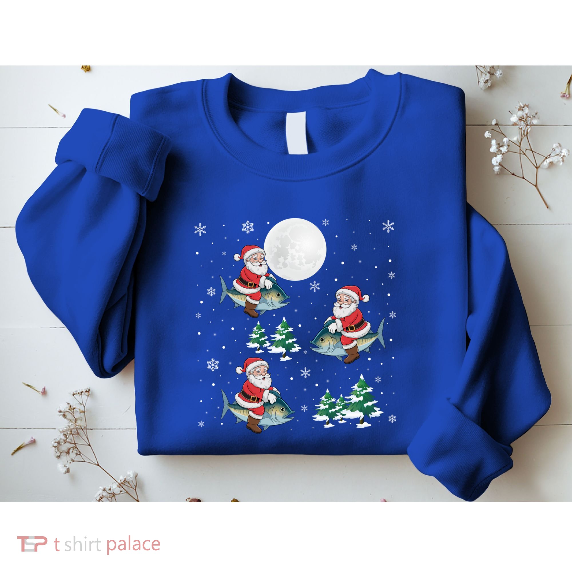 Xmas Tree Santa Riding Mahi Mahi Fish Funny Christmas Great Gift Sweatshirt