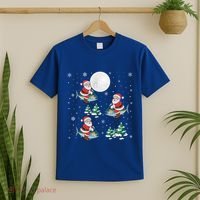 Xmas Tree Santa Riding Mahi Mahi Fish Funny Christmas Great Gift T-Shirt thumb 2