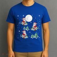 Xmas Tree Santa Riding Mahi Mahi Fish Funny Christmas Great Gift T-Shirt thumb 3
