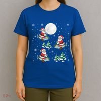 Xmas Tree Santa Riding Mahi Mahi Fish Funny Christmas Great Gift T-Shirt thumb 4