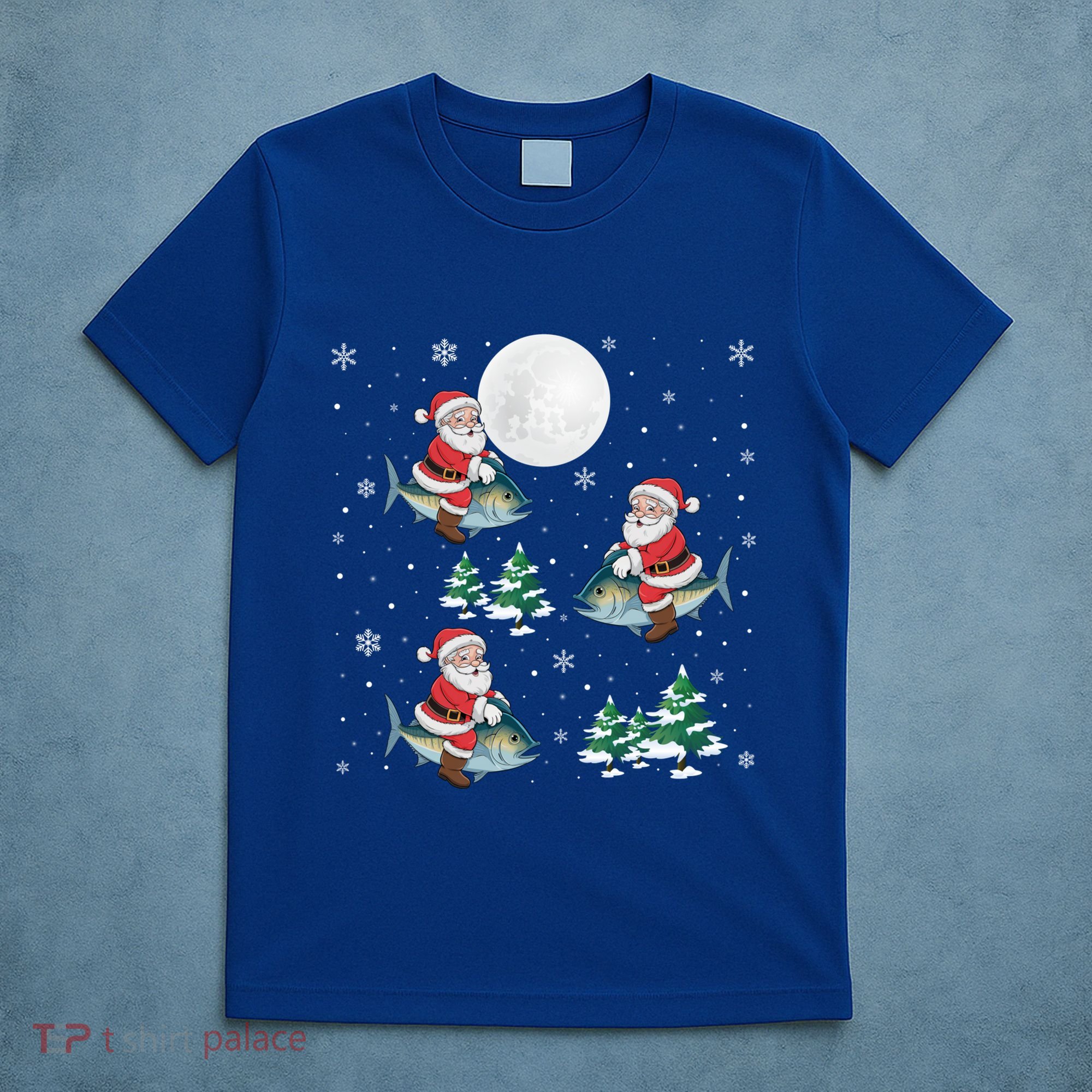 Xmas Tree Santa Riding Mahi Mahi Fish Funny Christmas Great Gift T-Shirt