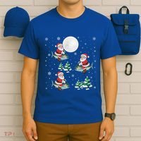 Xmas Tree Santa Riding Mahi Mahi Fish Funny Christmas Great Gift T-Shirt thumb 6