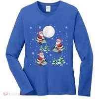 Xmas Tree Santa Riding Mahi Mahi Fish Funny Christmas Great Gift Women's Long Sleeve Shirt thumb 0