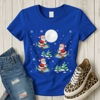 Xmas Tree Santa Riding Mahi Mahi Fish Funny Christmas Great Gift Women's T-Shirt thumb 3