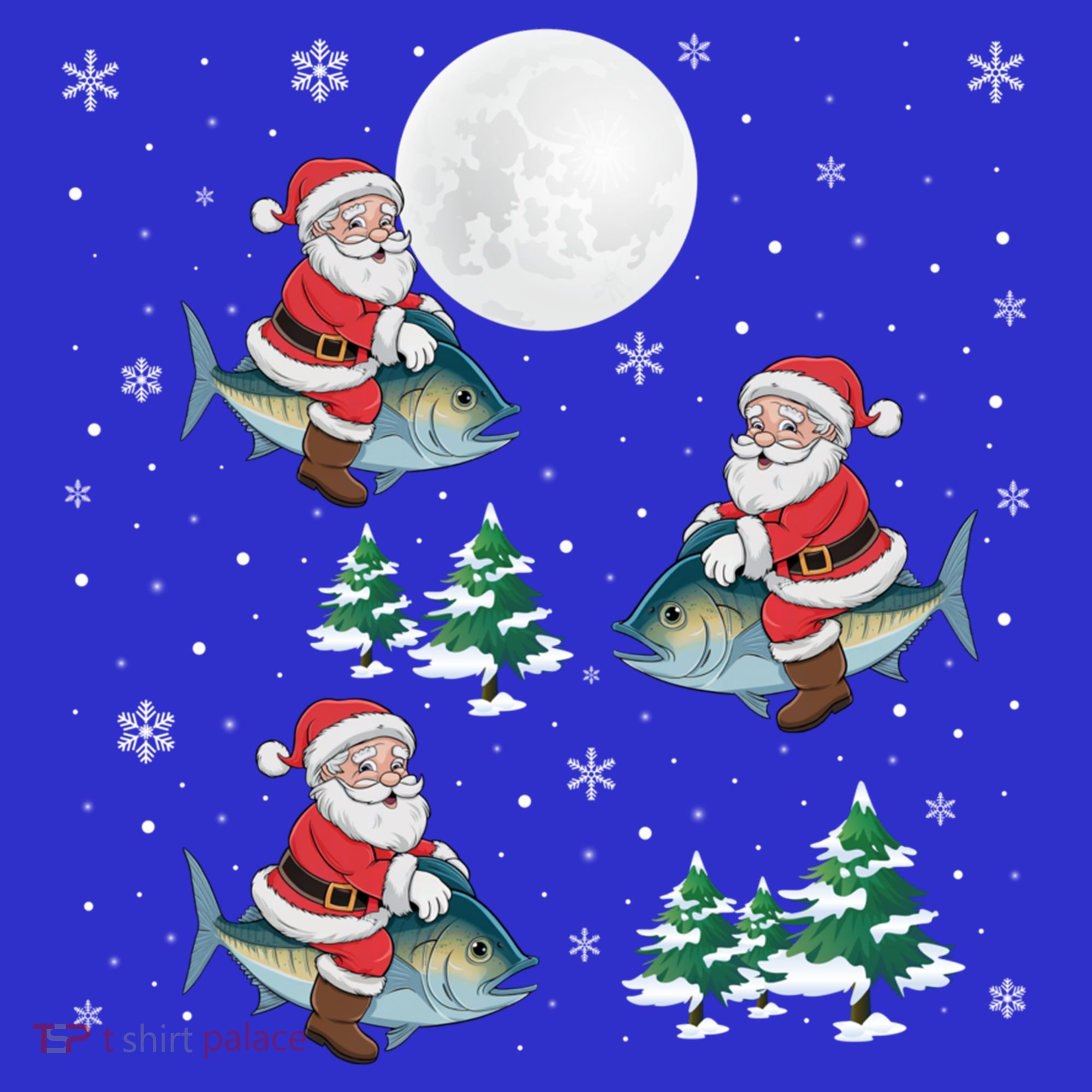 Xmas Tree Santa Riding Mahi Mahi Fish Funny Christmas Great Gift Women's T-Shirt