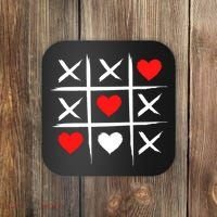 XOXO Tic Tac Toe Heart Valentines Day Coaster thumb 0