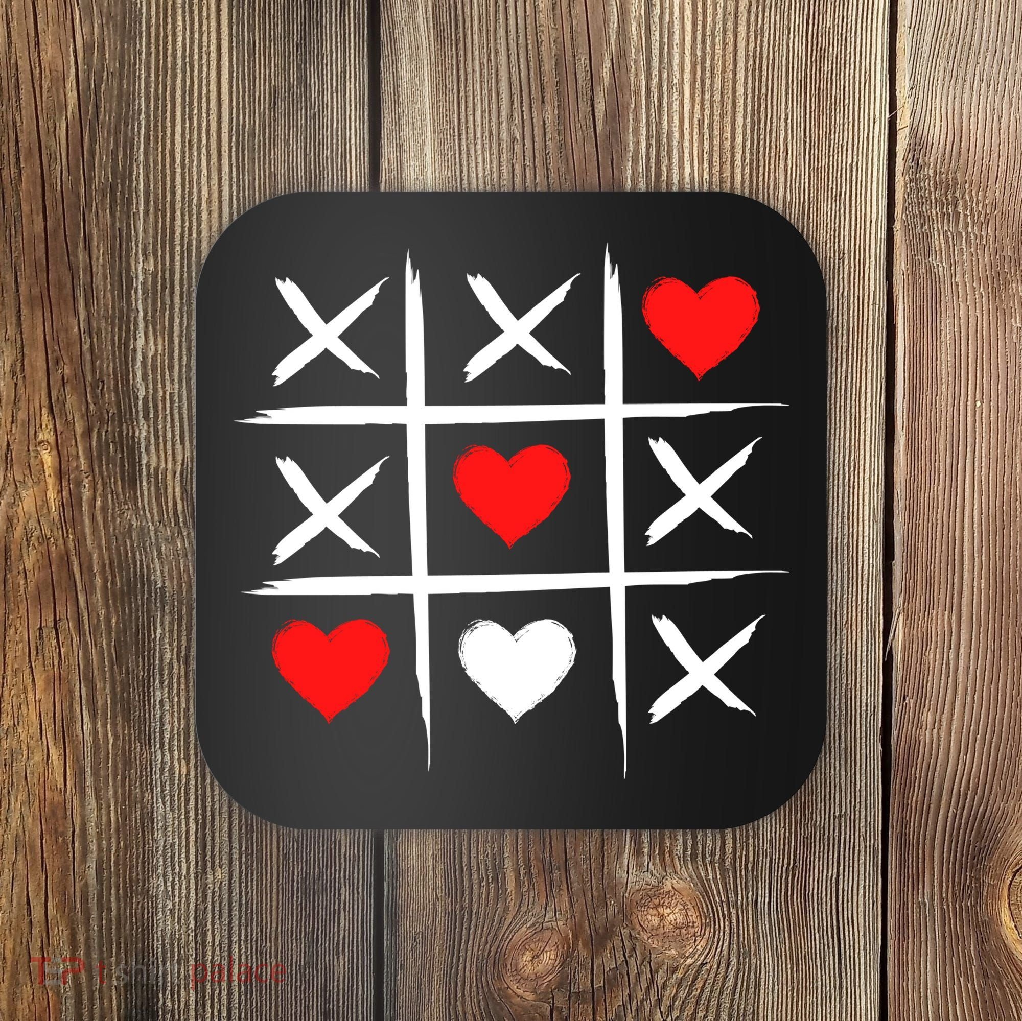 XOXO Tic Tac Toe Heart Valentines Day Coaster
