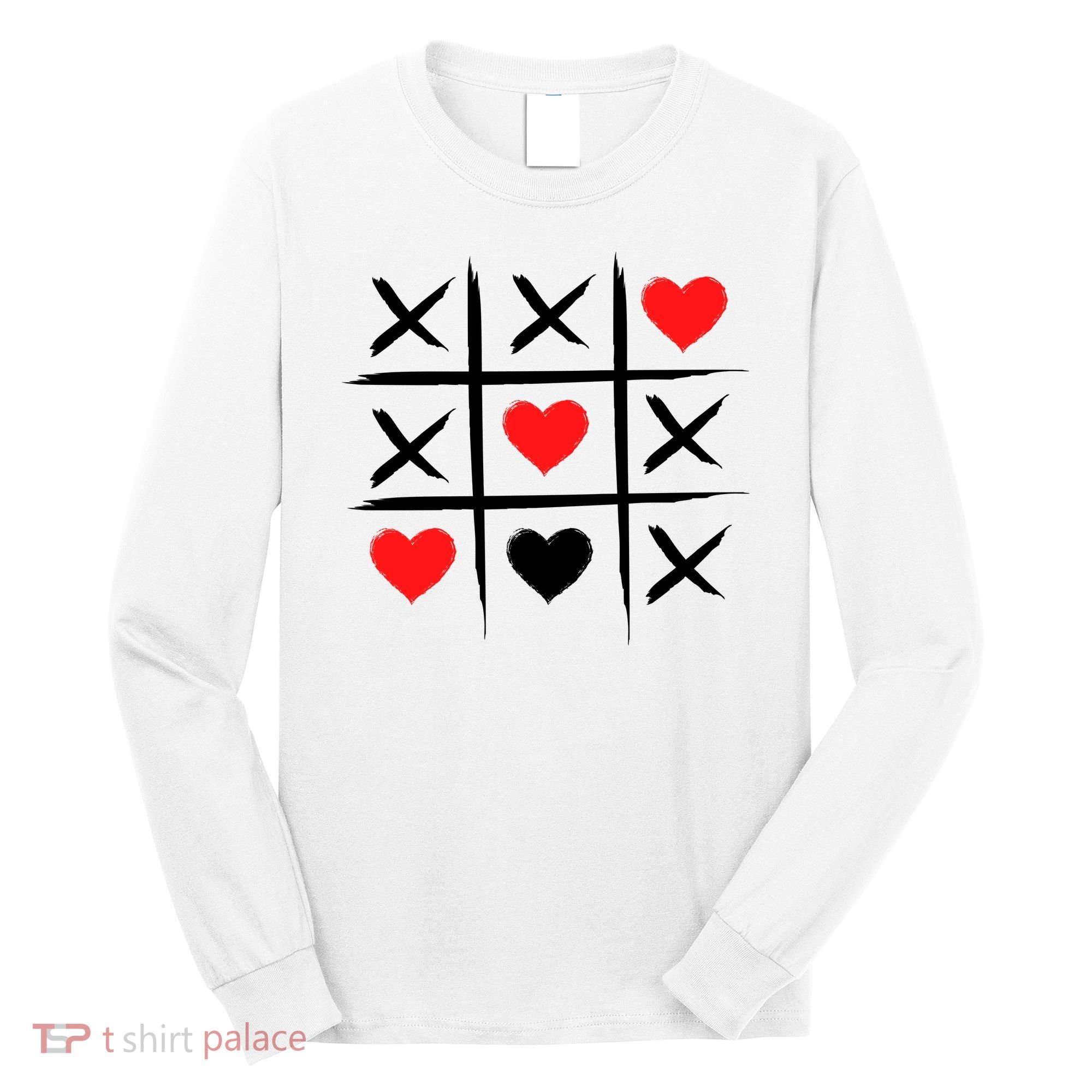 XOXO Tic Tac Toe Heart Valentines Day Long Sleeve Shirt