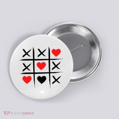 XOXO Tic Tac Toe Heart Valentines Day Button
