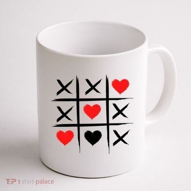 XOXO Tic Tac Toe Heart Valentines Day Coffee Mug back