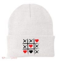 XOXO Tic Tac Toe Heart Valentines Day Beanie thumb 0