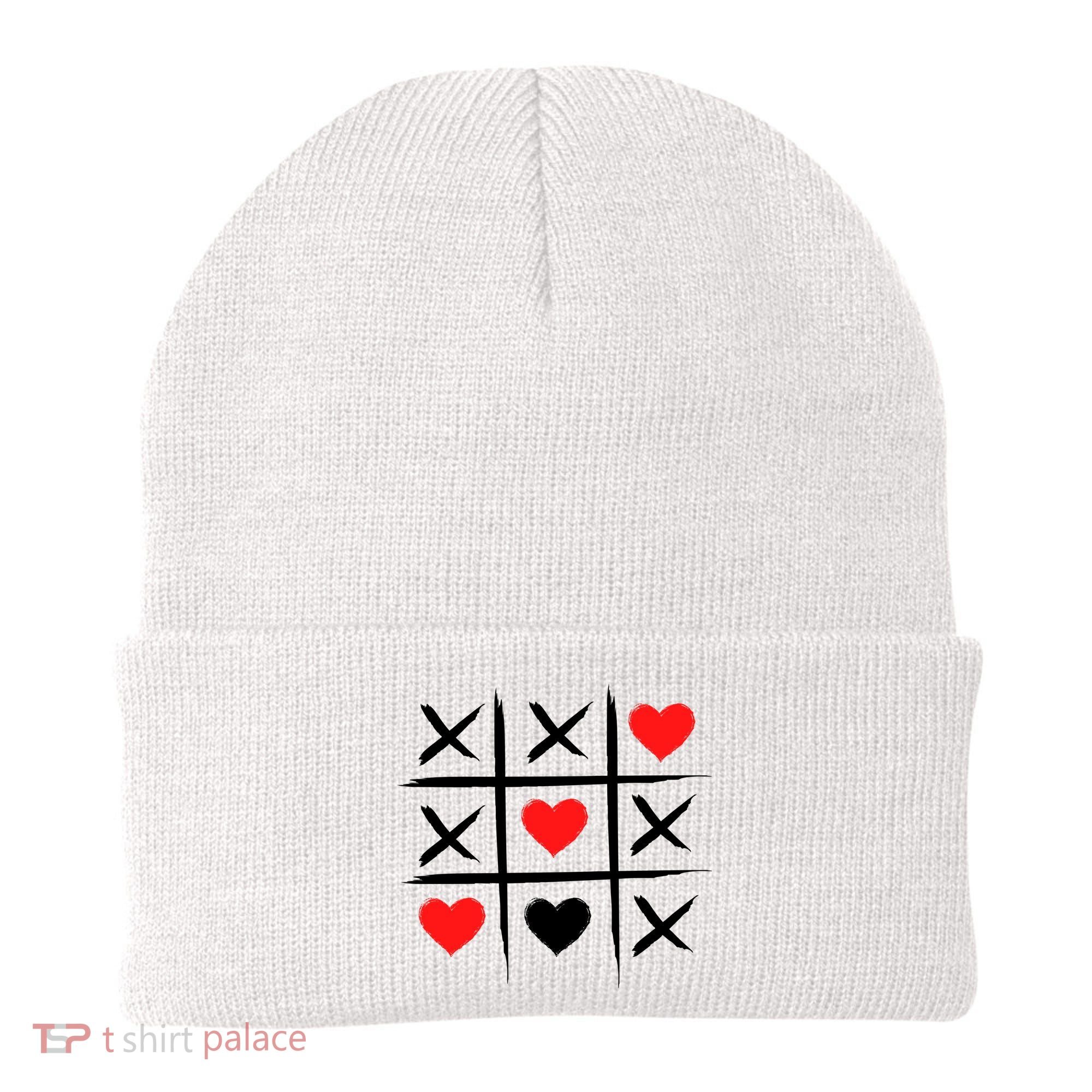 XOXO Tic Tac Toe Heart Valentines Day Beanie