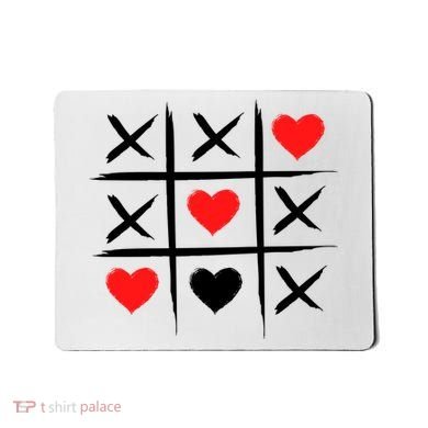 XOXO Tic Tac Toe Heart Valentines Day Mousepad