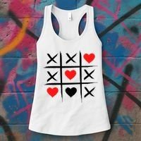 XOXO Tic Tac Toe Heart Valentines Day Women's Tank Top thumb 3