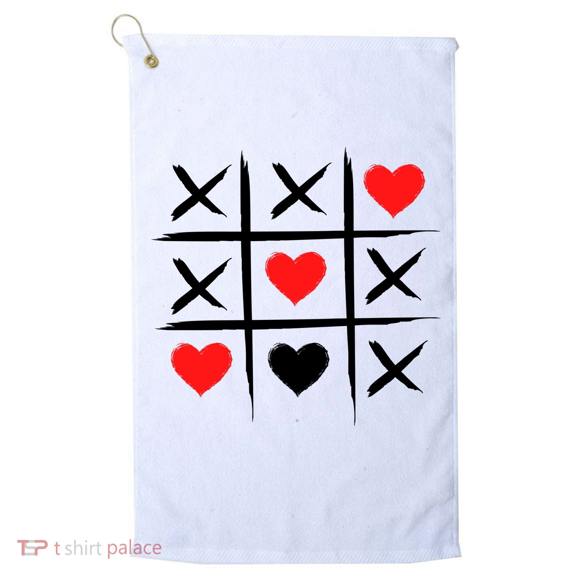 XOXO Tic Tac Toe Heart Valentines Day Golf Towel