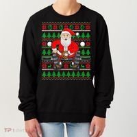 Xmas Ugly Sweater Style Santa Playing Baseball Christmas Women's Sweatshirt thumb 0