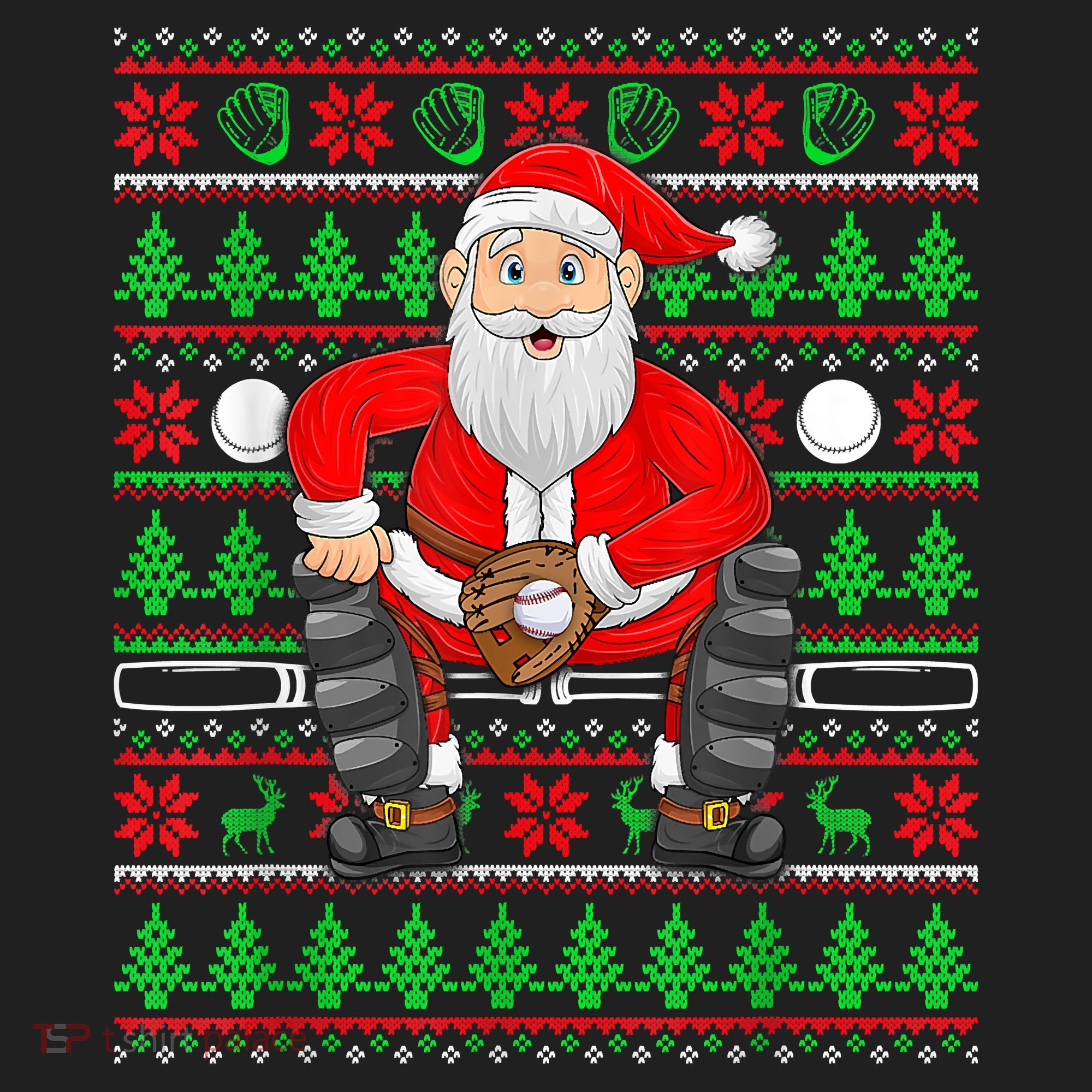 Xmas Ugly Sweater Style Santa Playing Baseball Christmas Women's Sweatshirt