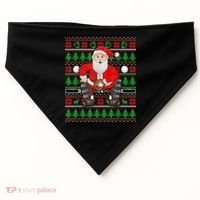 Xmas Ugly Sweater Style Santa Playing Baseball Christmas USA-Made Doggie Bandana thumb 0