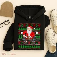 Xmas Ugly Sweater Style Santa Playing Baseball Christmas Hoodie thumb 4