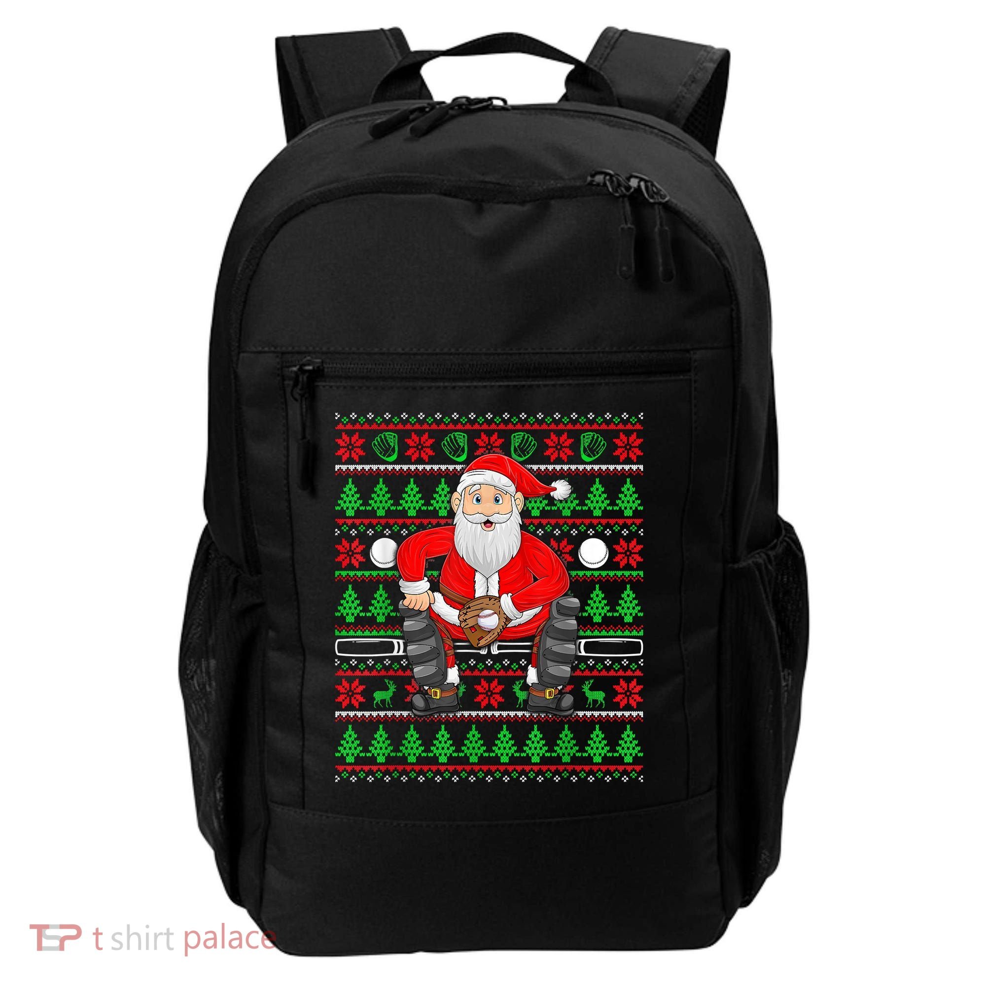 Xmas Ugly Sweater Style Santa Playing Baseball Christmas Backpack