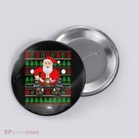 Xmas Ugly Sweater Style Santa Playing Baseball Christmas Button thumb 0
