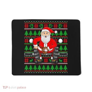 Xmas Ugly Sweater Style Santa Playing Baseball Christmas Mousepad