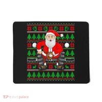 Xmas Ugly Sweater Style Santa Playing Baseball Christmas Mousepad thumb 0